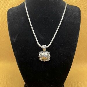 Silver necklace with charm.  Chain is box style. Chain is nice weight - 17 gm